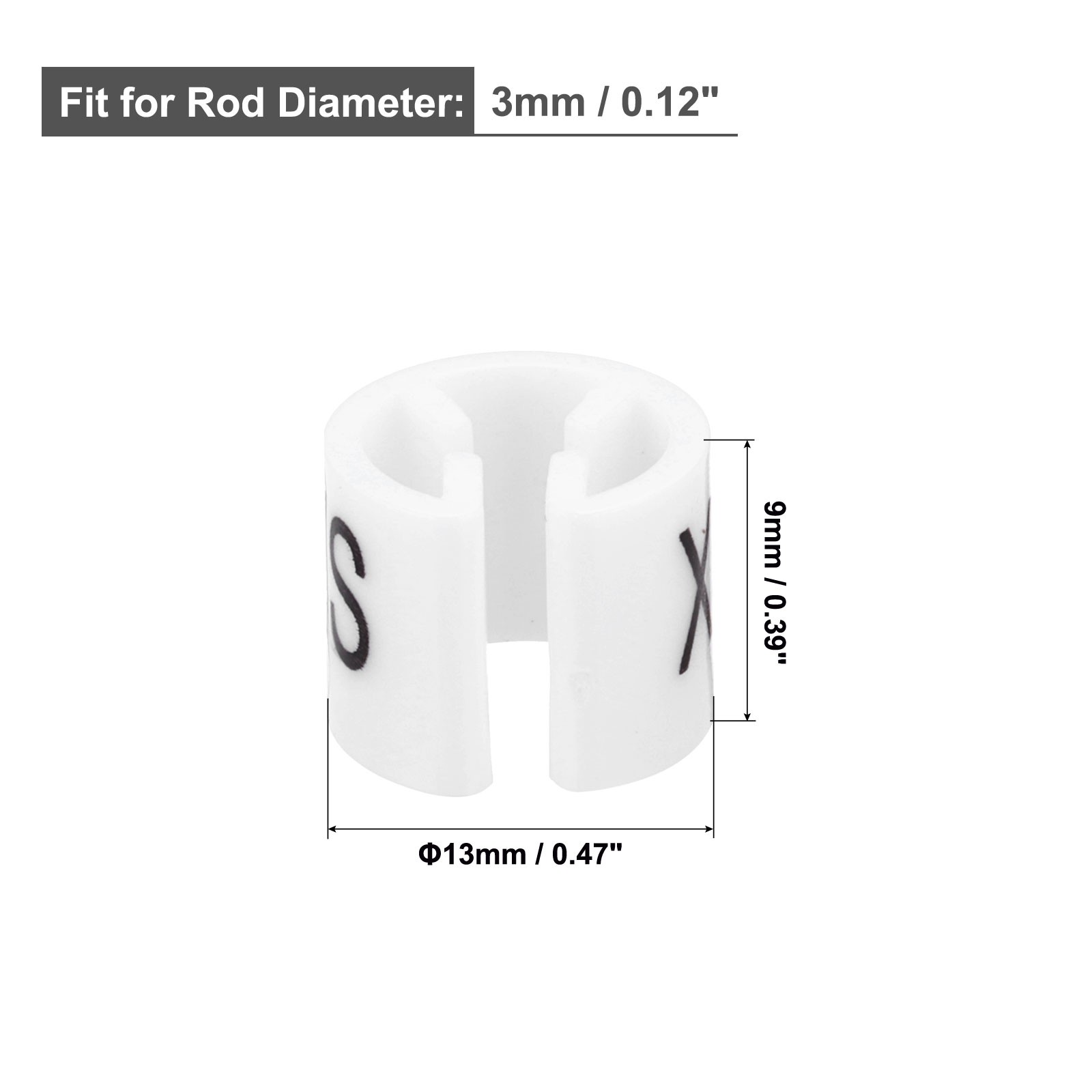 200 Pcs XXS/XS/S/M/L/XL/2XL/3XL White Clothes Hanger Markers Fit 3mm Rod