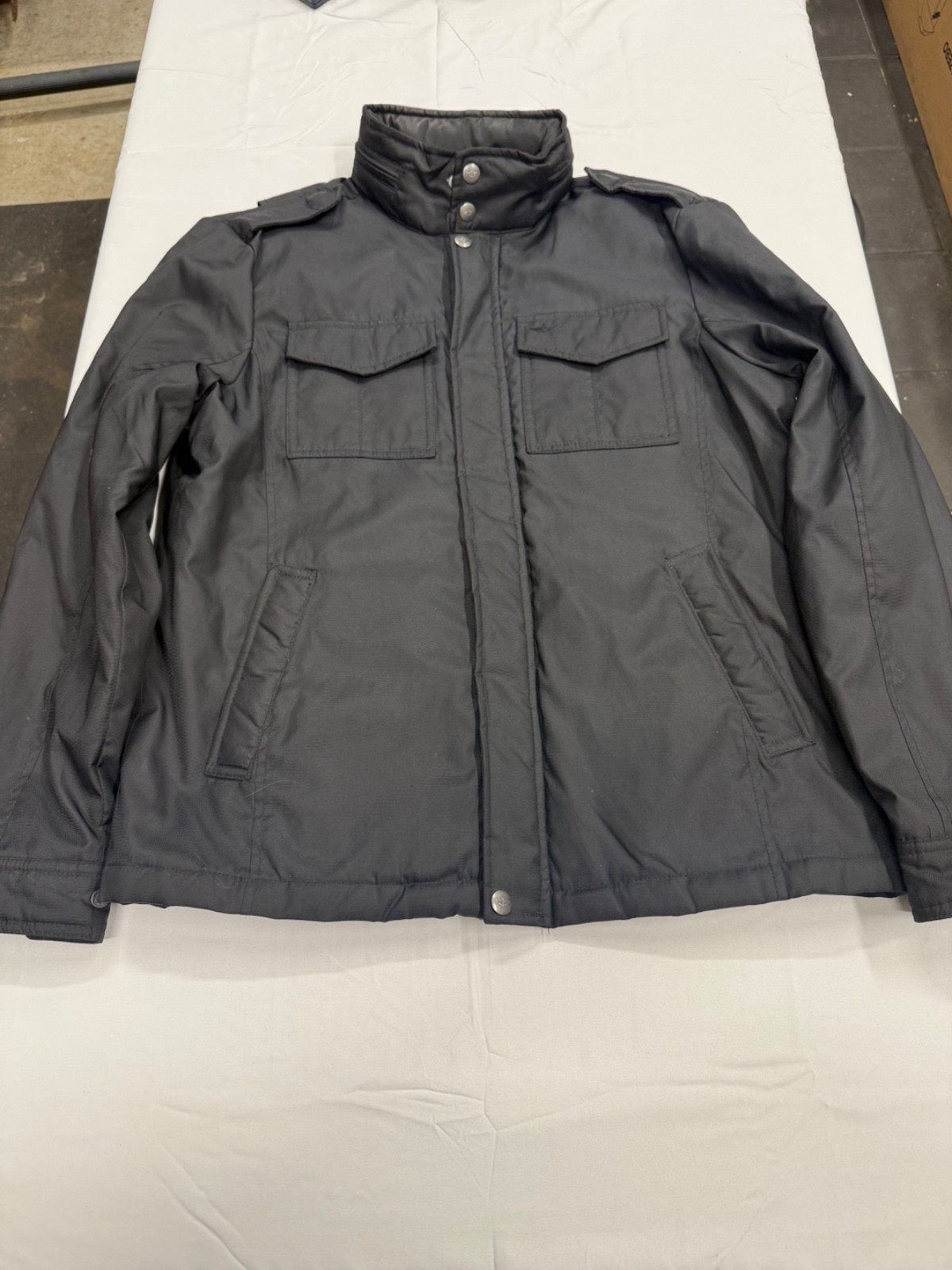 Men’s Dockers Bomber Jacket Soft Nylon Poly Sz L – Built in hide away hood