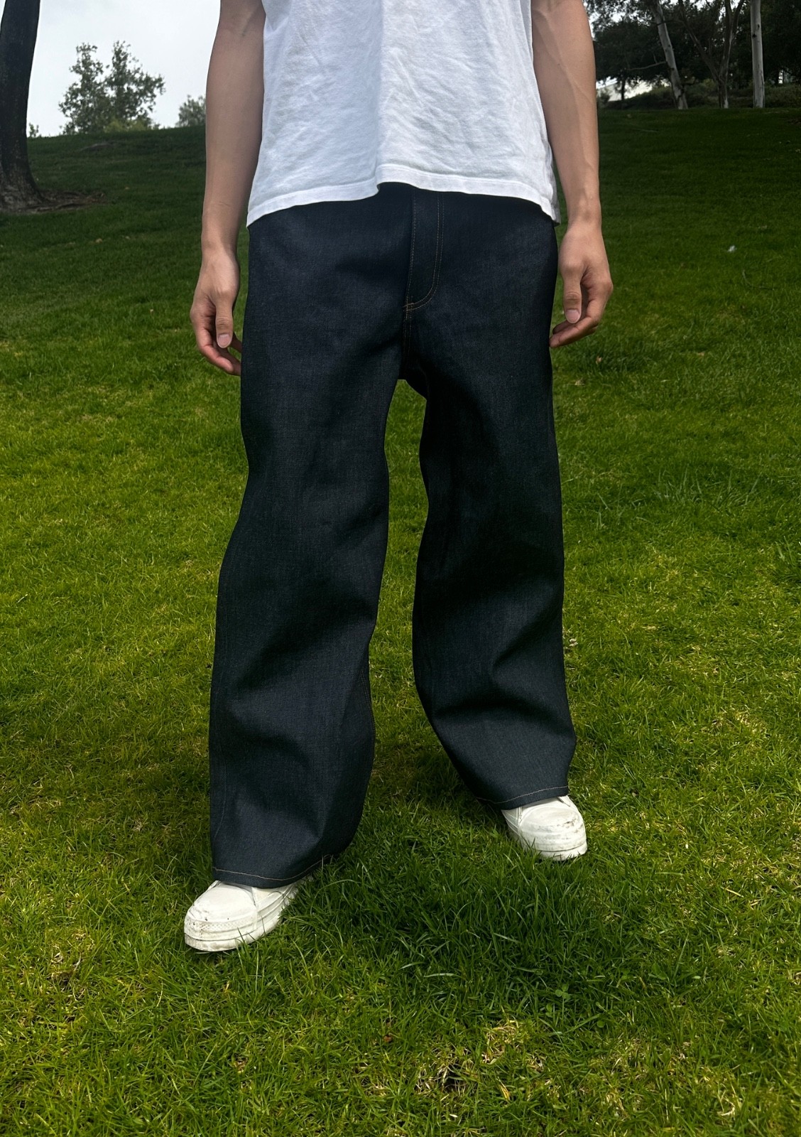 Heavy Raw Indigo Wide Leg Jeans – Handmade in Los Angeles – Multiple Sizes!