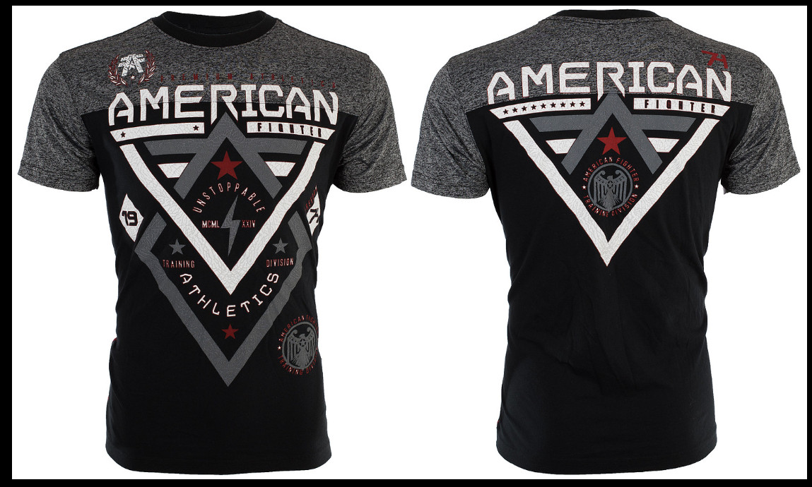AMERICAN FIGHTER Black ALASKA PATTERN Athletic Graphic T-shirt NWT