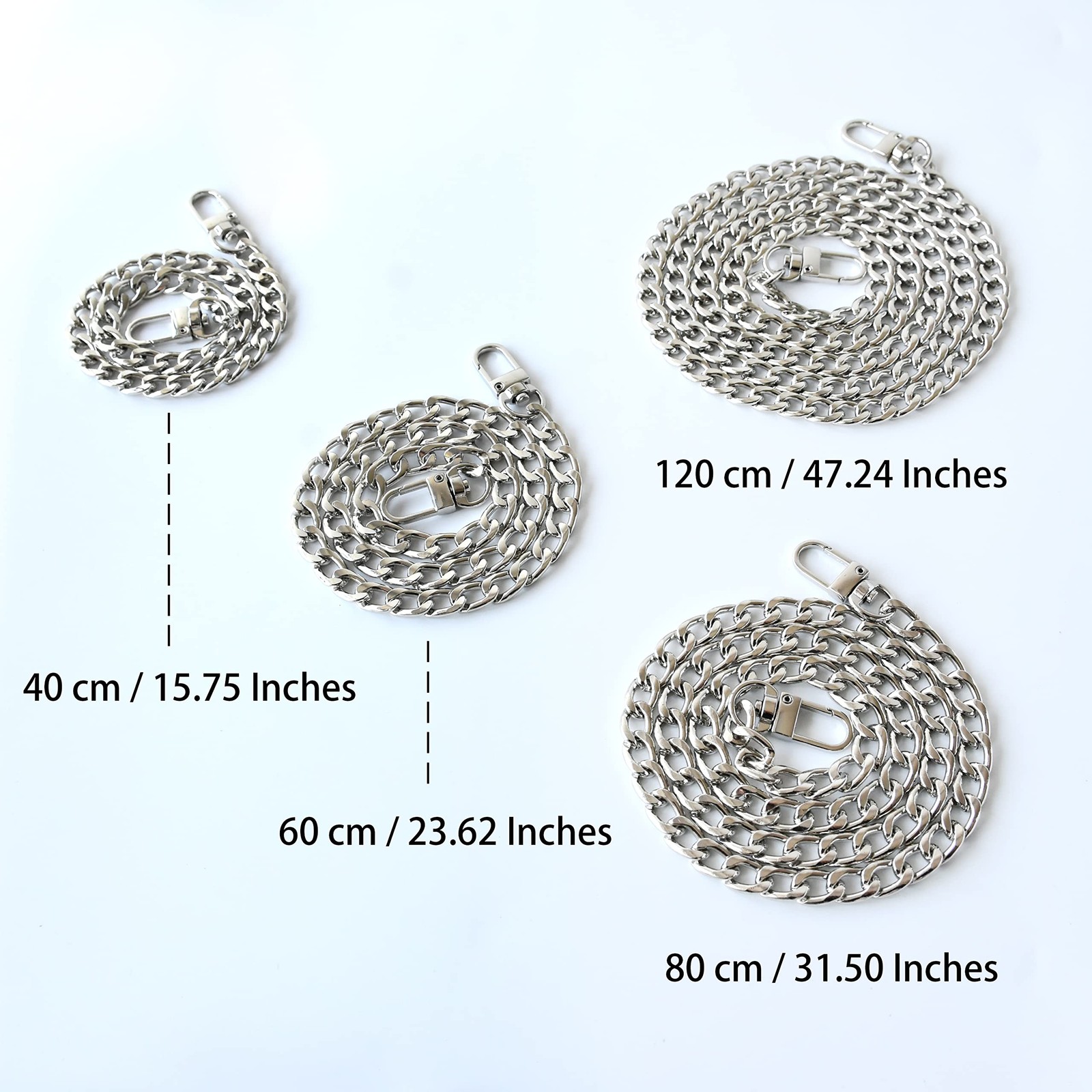 4 Sizes Flat Purse Chain Strap Cross Body Replacement Strap with Mental Buckl…