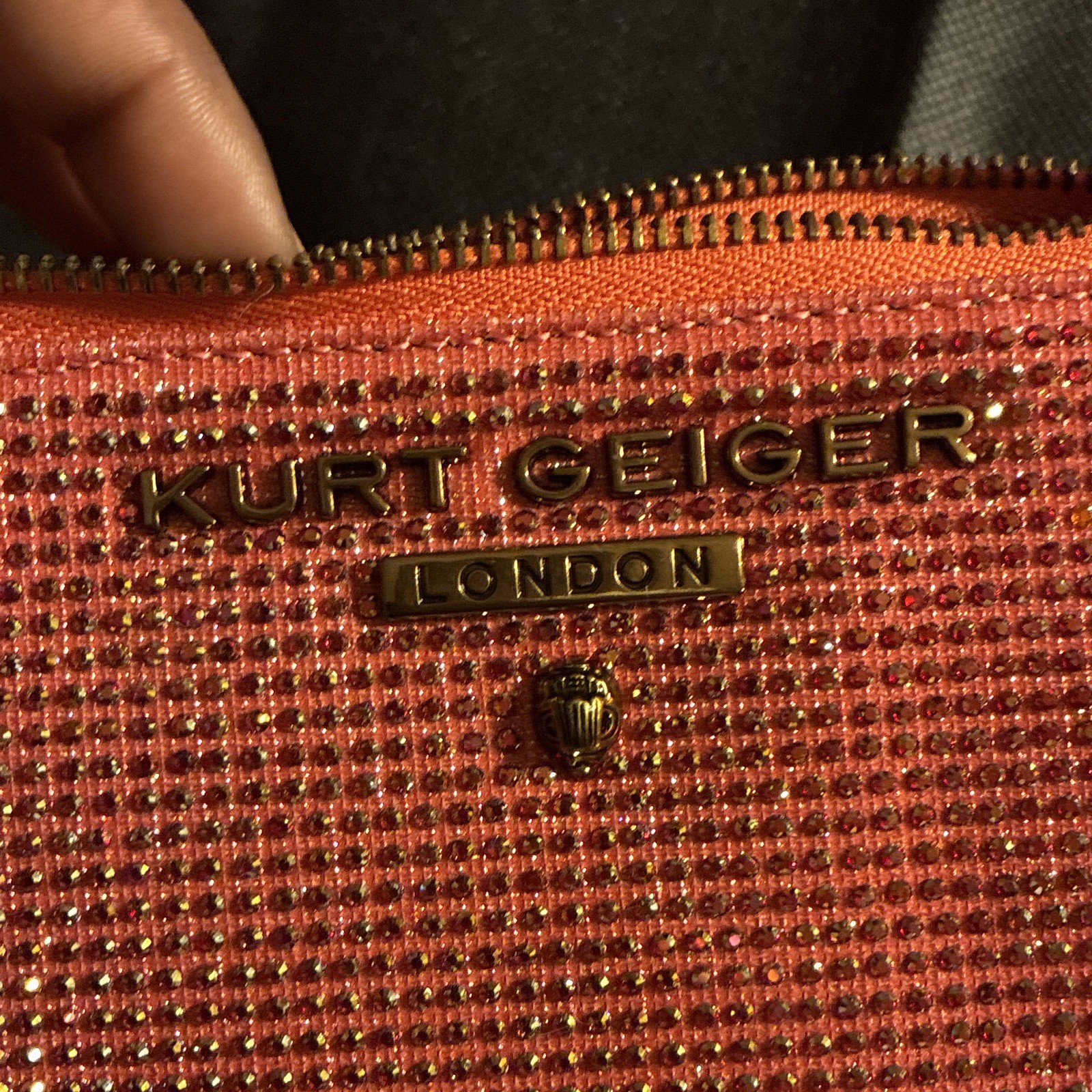 Kurt Geiger London Pink Crystal Small Shoulder Bag Zip Closure w/ Dust Bag