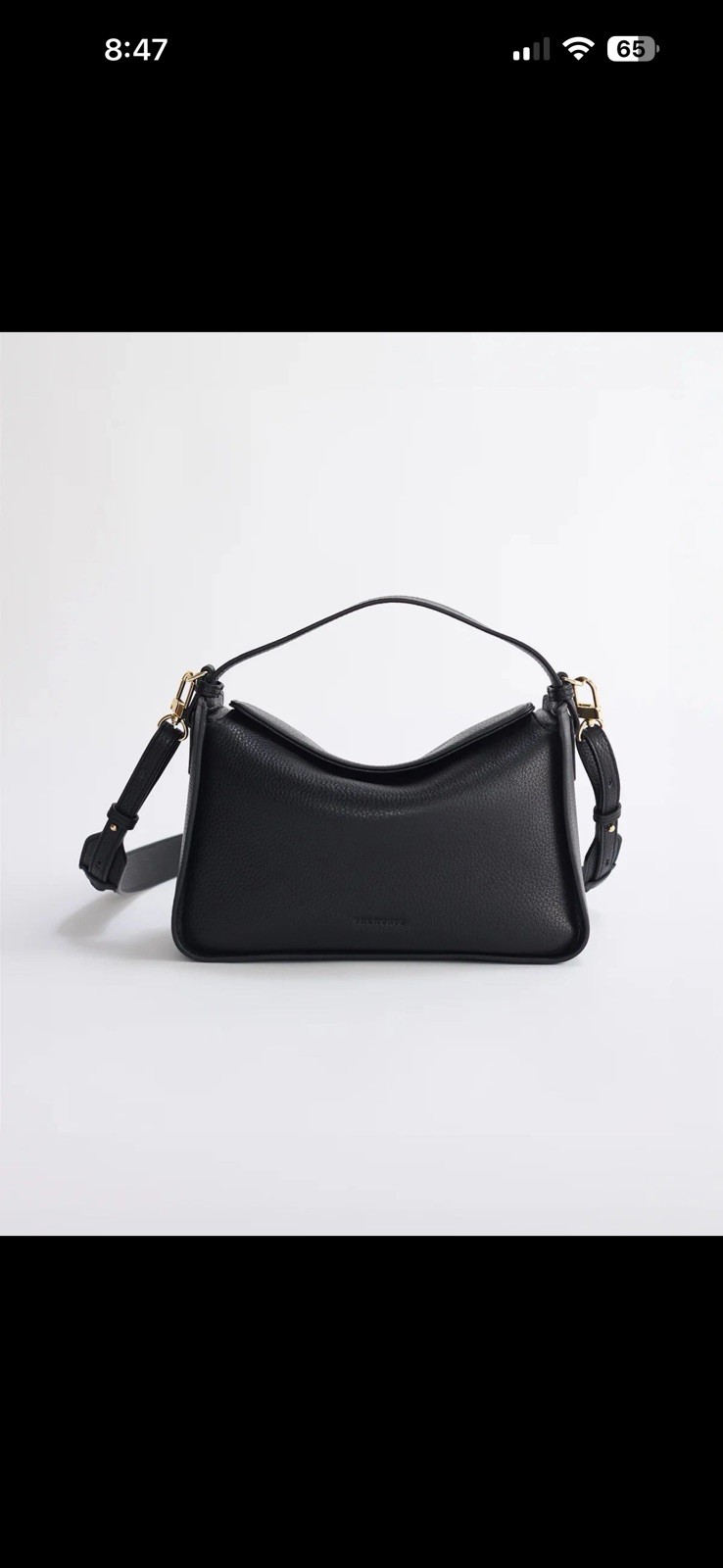 The Horse Black Clementine Shoulder Bag Detachable Adjustable Strap Gold HW
