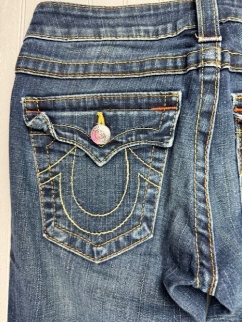 True Religion Size 28 Womens Jeans Becky Bootcut Low Rise Stretch Dark Wash