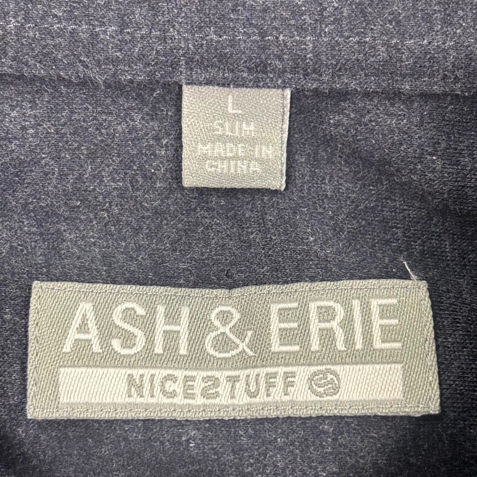 Ash & Erie Button Down Shirt Large Slim Charcoal Grey Short Sleeve Cotton Mens
