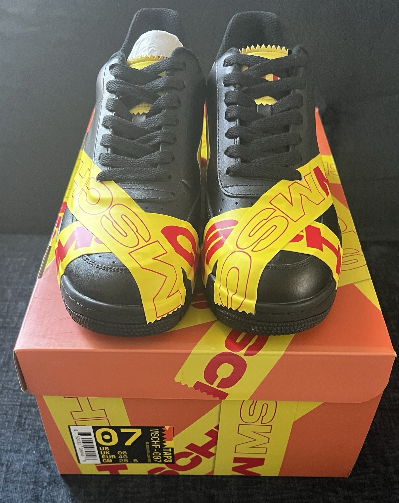 MSCHF TAP3 “Limited Edition” Men’s Size 7 “BLACK/ YELLOW/RED Shoe MSCHF -007