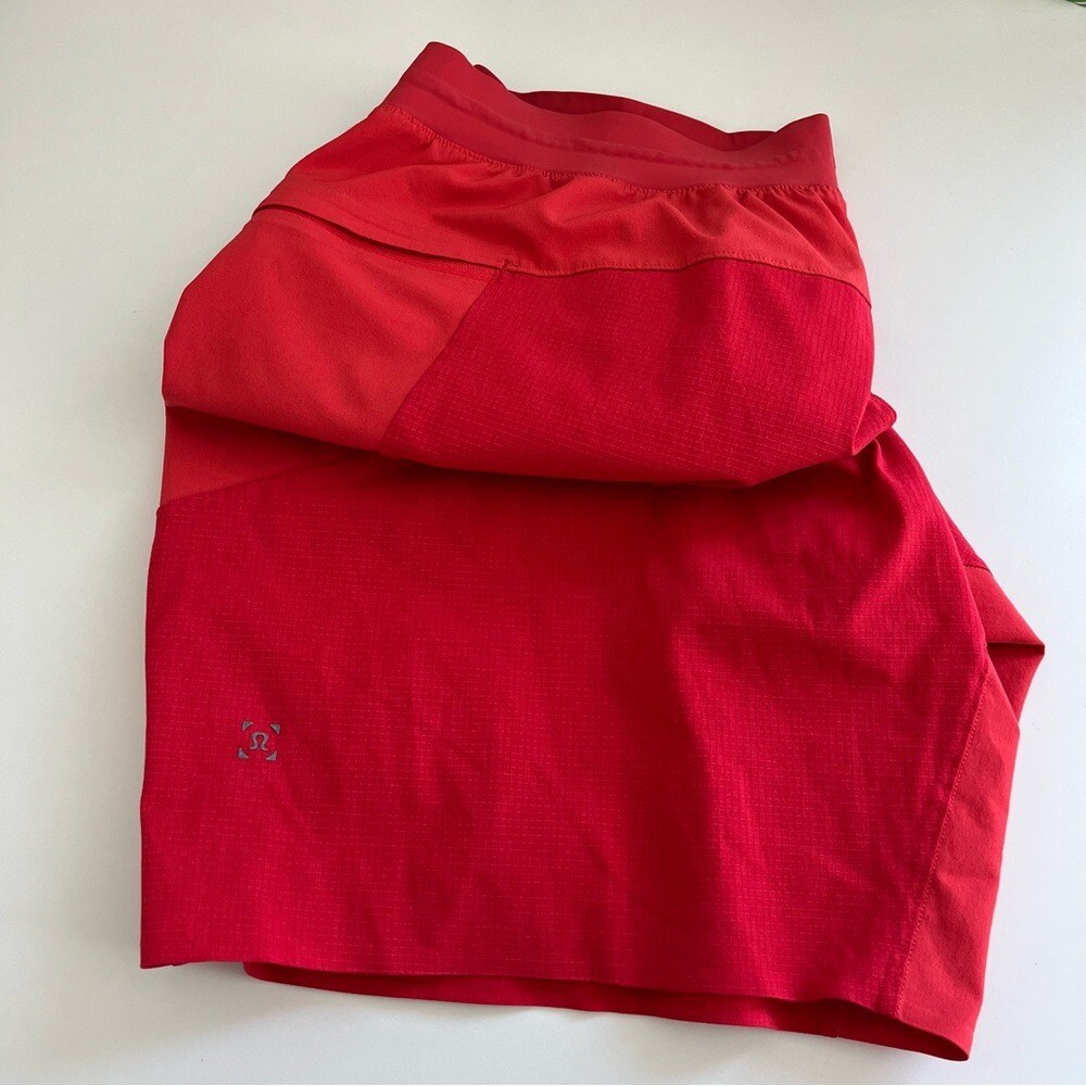 Lululemon Men’s Train To Beach Shorts Red Large Lined active workout