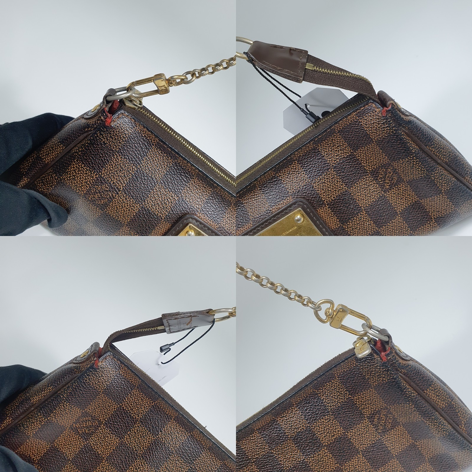 NO TARIFF Auth Louis Vuitton Eva Clutch Damier Ebene N55213 No Shoulder CLA969