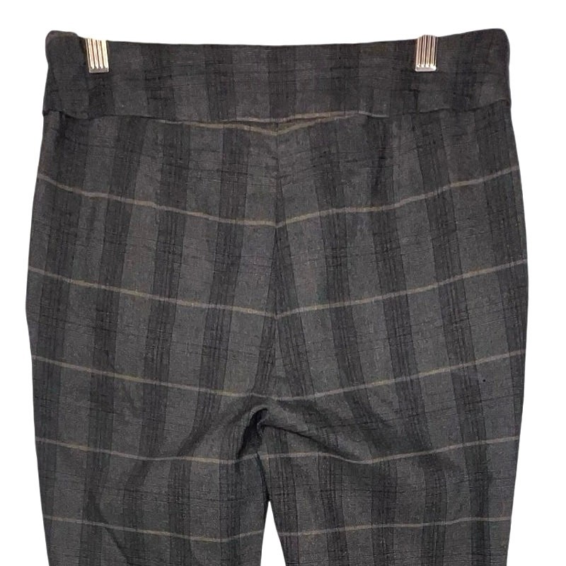 Ava &Grace women L black gray plaid wide leg button accent pocket dark academia