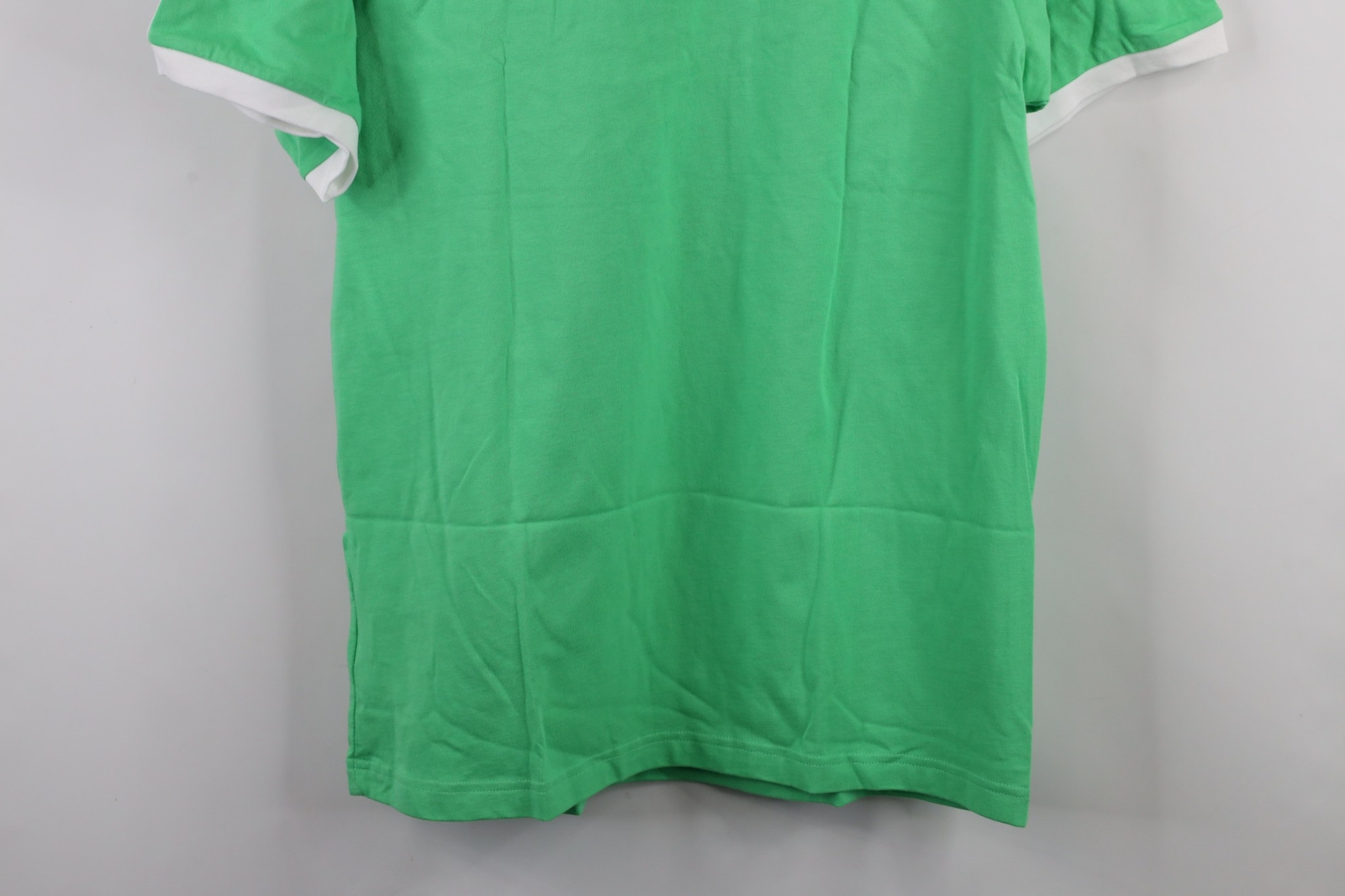 New Adidas Mens M Spell Out Trefoil Striped Short Sleeve Ringer T-Shirt Green
