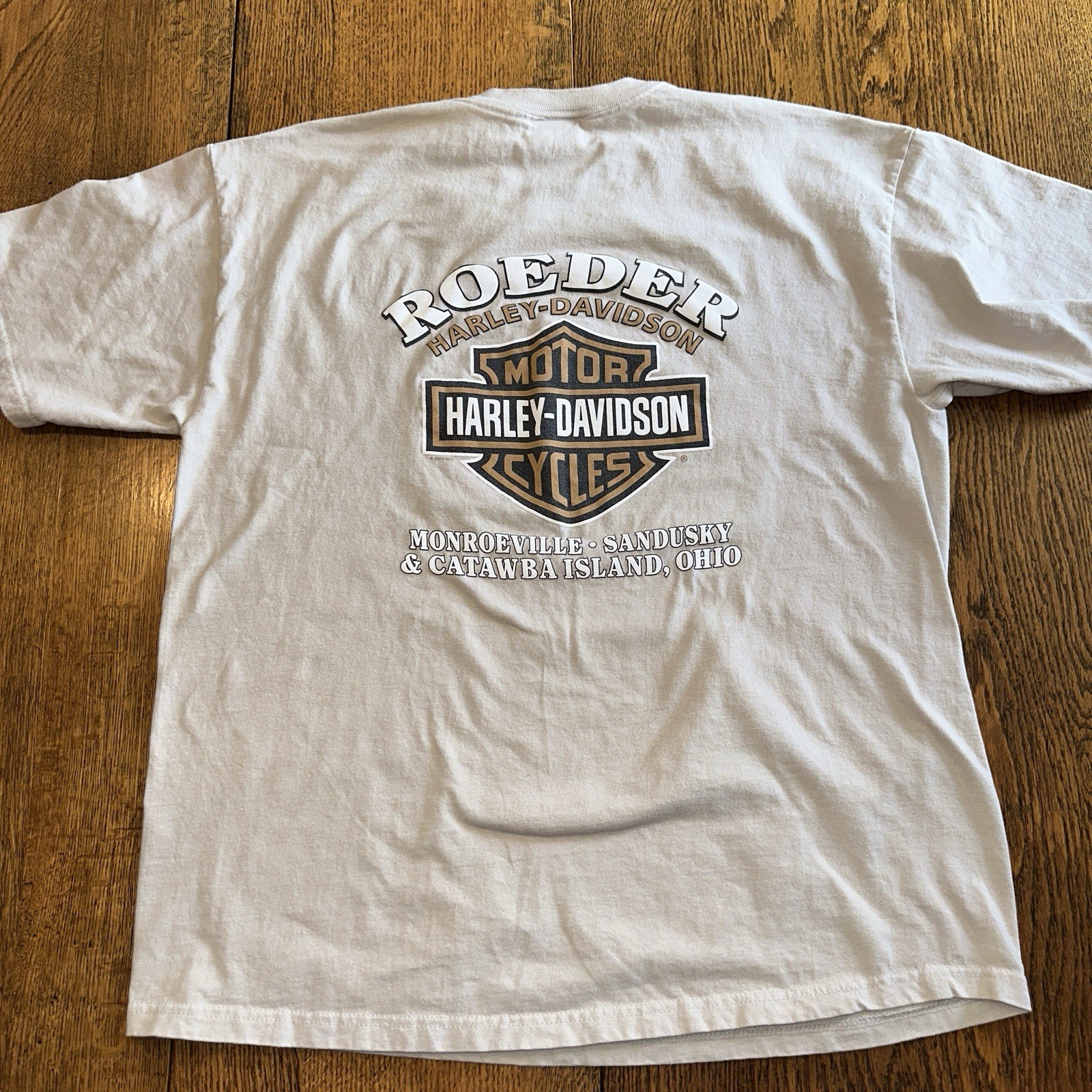 Vtg 2004 Harley Davidson Shirt XL Beefy-T Roeder Racing Sandusky Monroeville OH