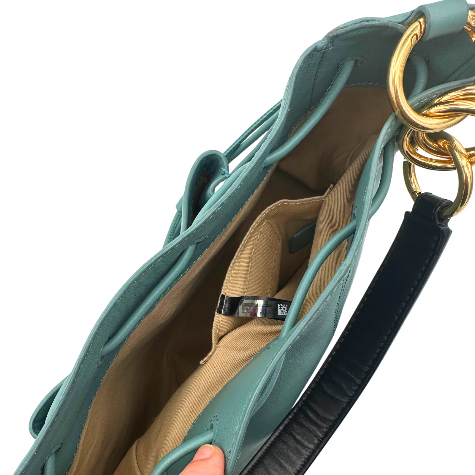 See By Chloe Tony Leather Shoulder Bucket Bag Teal Blue Gold Hardware