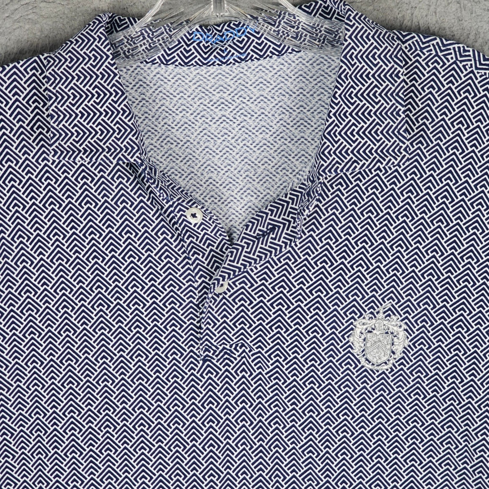 B Draddy Sport Polo Mens XL Geometric Chevron Golf Shirt Performance Stretch