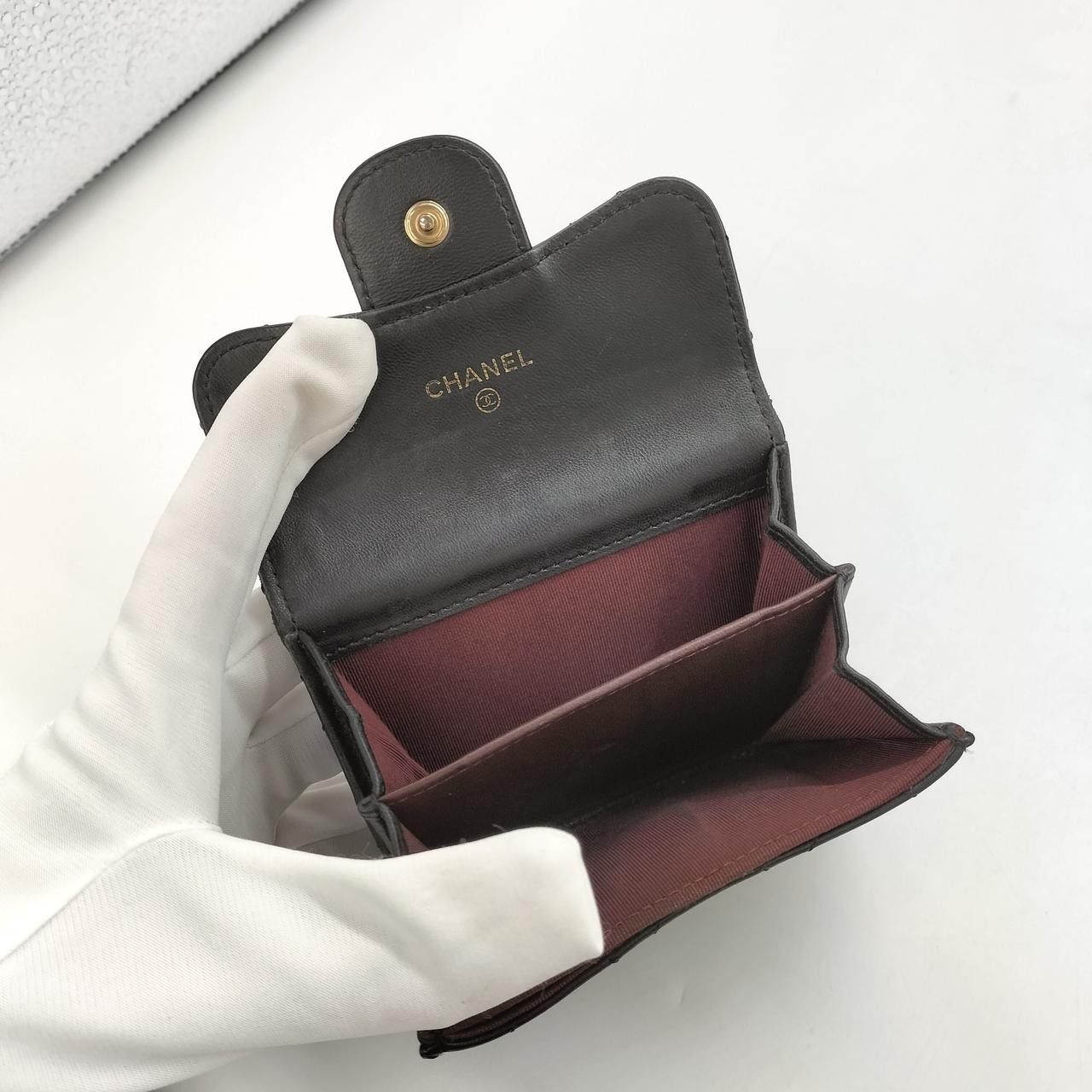 Chanel Matelasse Coin Case 11×8.3cm Leather Black Used