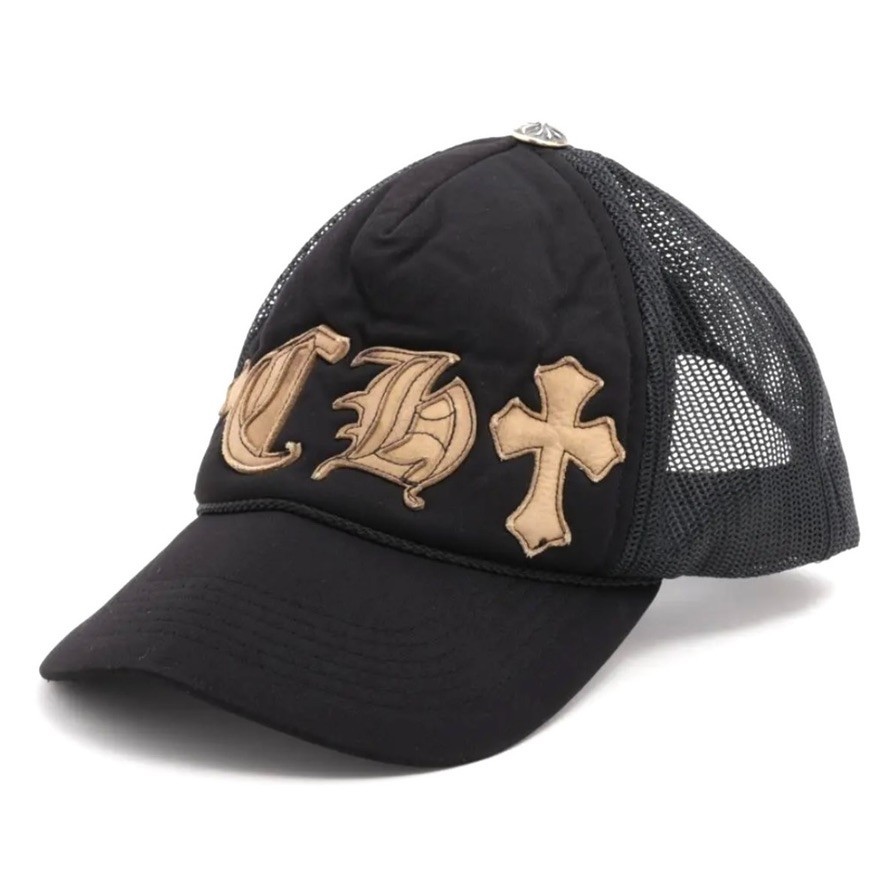 Extremely Rare ◇ Chrome Hearts CH Leather Patch with Cross , Mesh Trucker Cap
