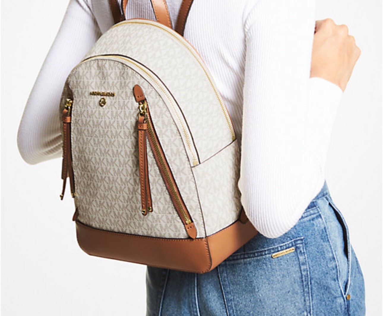 Michael Kors Brooklyn-Medium Backpack Vanilla New