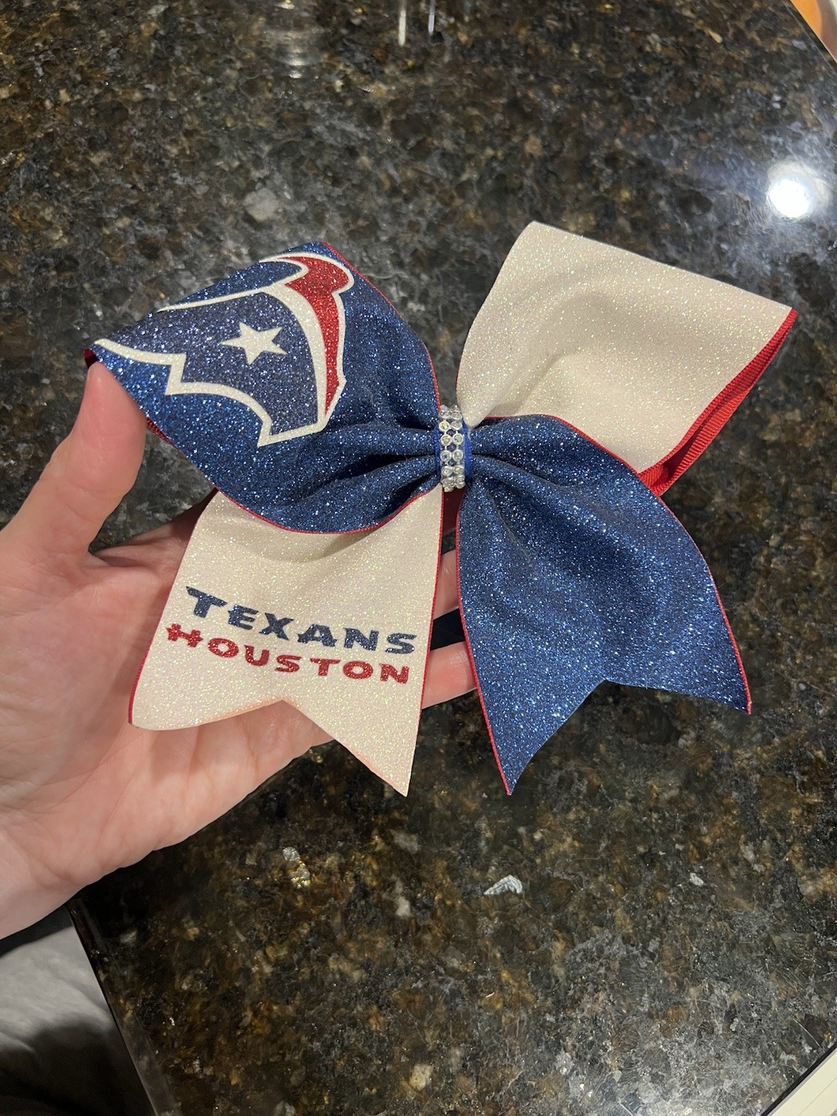Houston Texans Hair Bow With Logo Glitter Sparkle Football Cheer