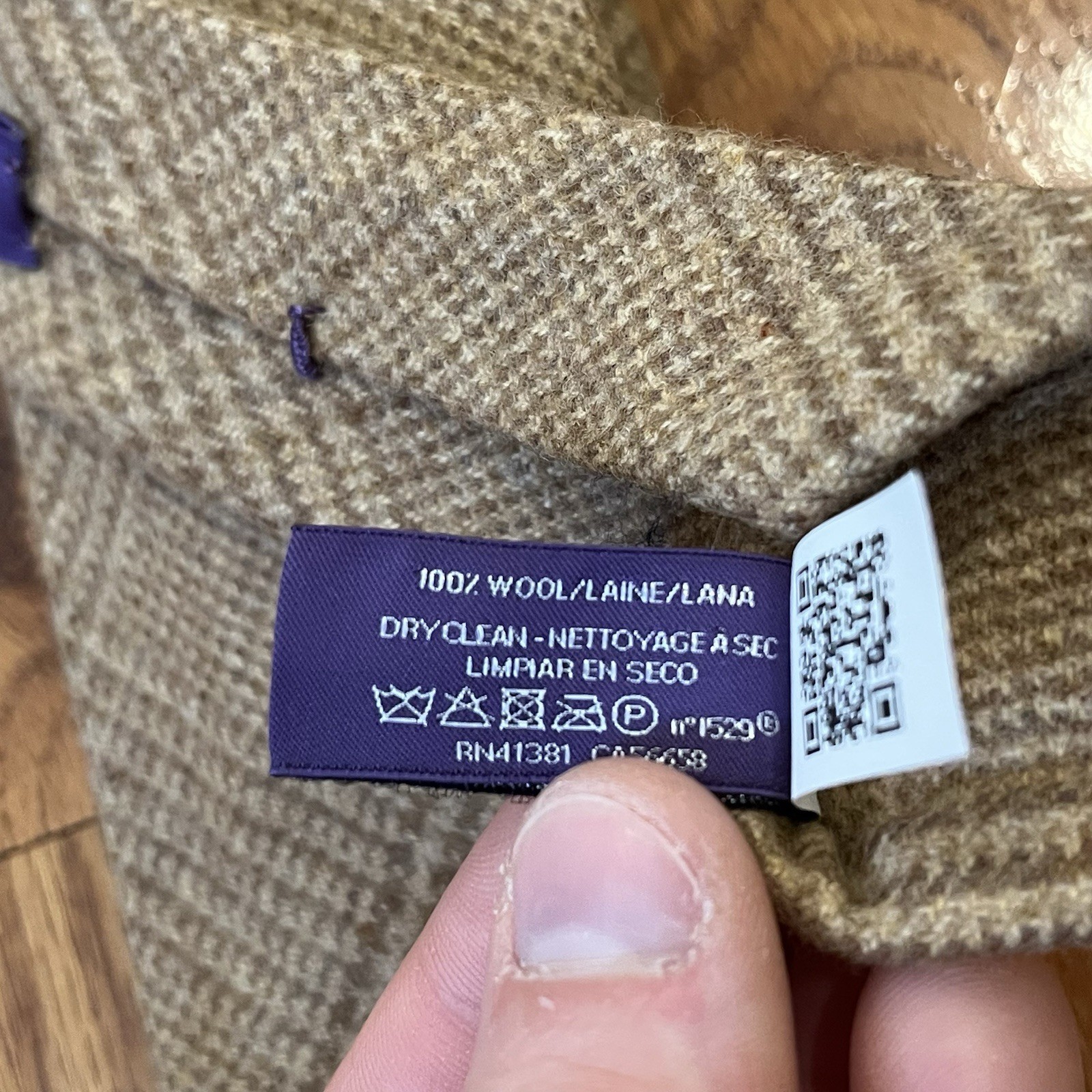 Ralph Lauren Purple Label Tie Glen Plaid Wool Neck Tie Hand Rolled Italy Made