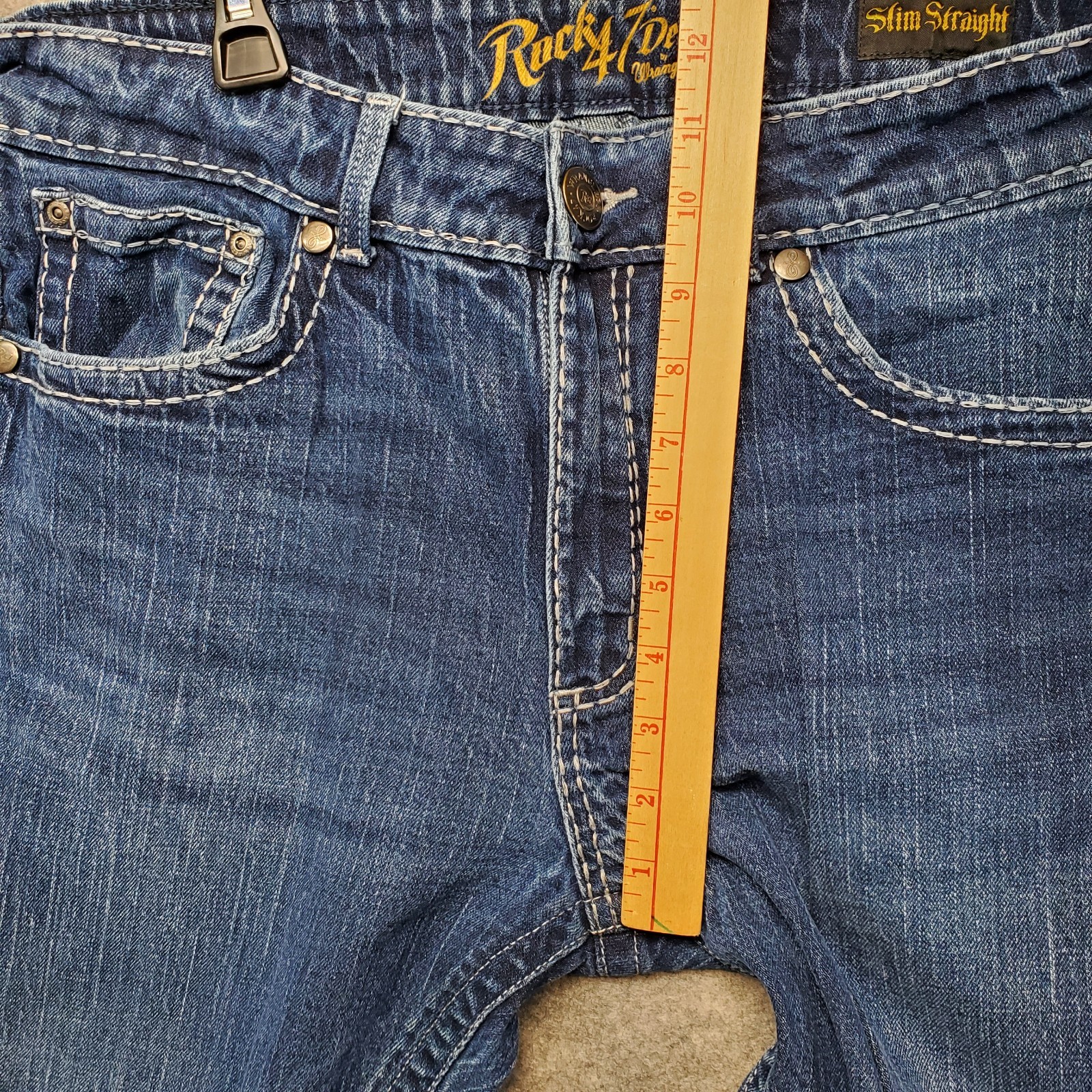 Rock 47 by Wrangler Jeans Men’s Size 36×32 Medium Blue Wash Slim Straight