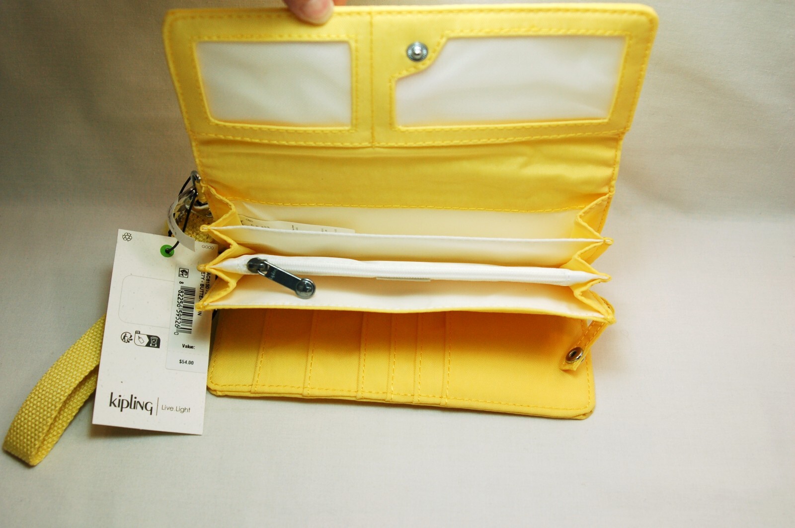 NWT Kipling RUBI LARGE WRISTLET WALLET “Buttery Sun” + ADDIE Bag Charm STK#A