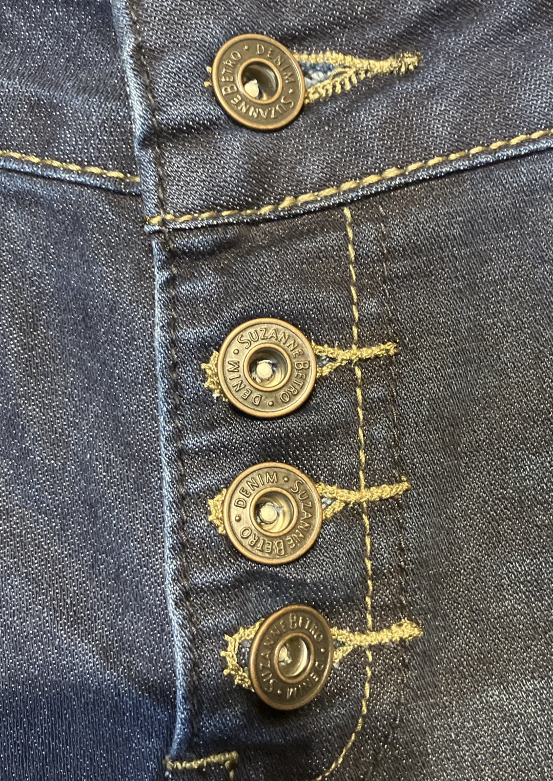 Suzanne Betro Jeans Womens 10 Bootcut Dark Stonewash Embroidered Pocket, New