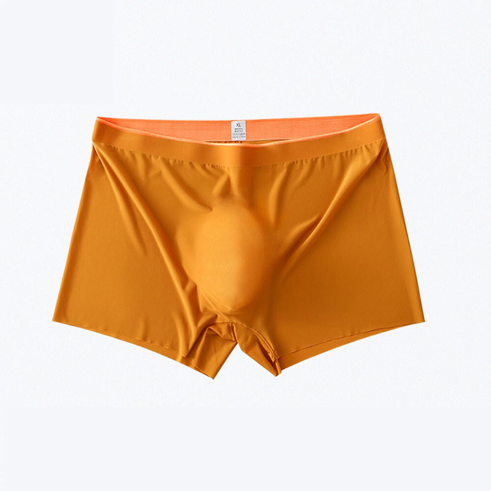 Men’s Ice Silk Seamless Boxer Briefs Pouch Underwear Shorts Trunks Underpants