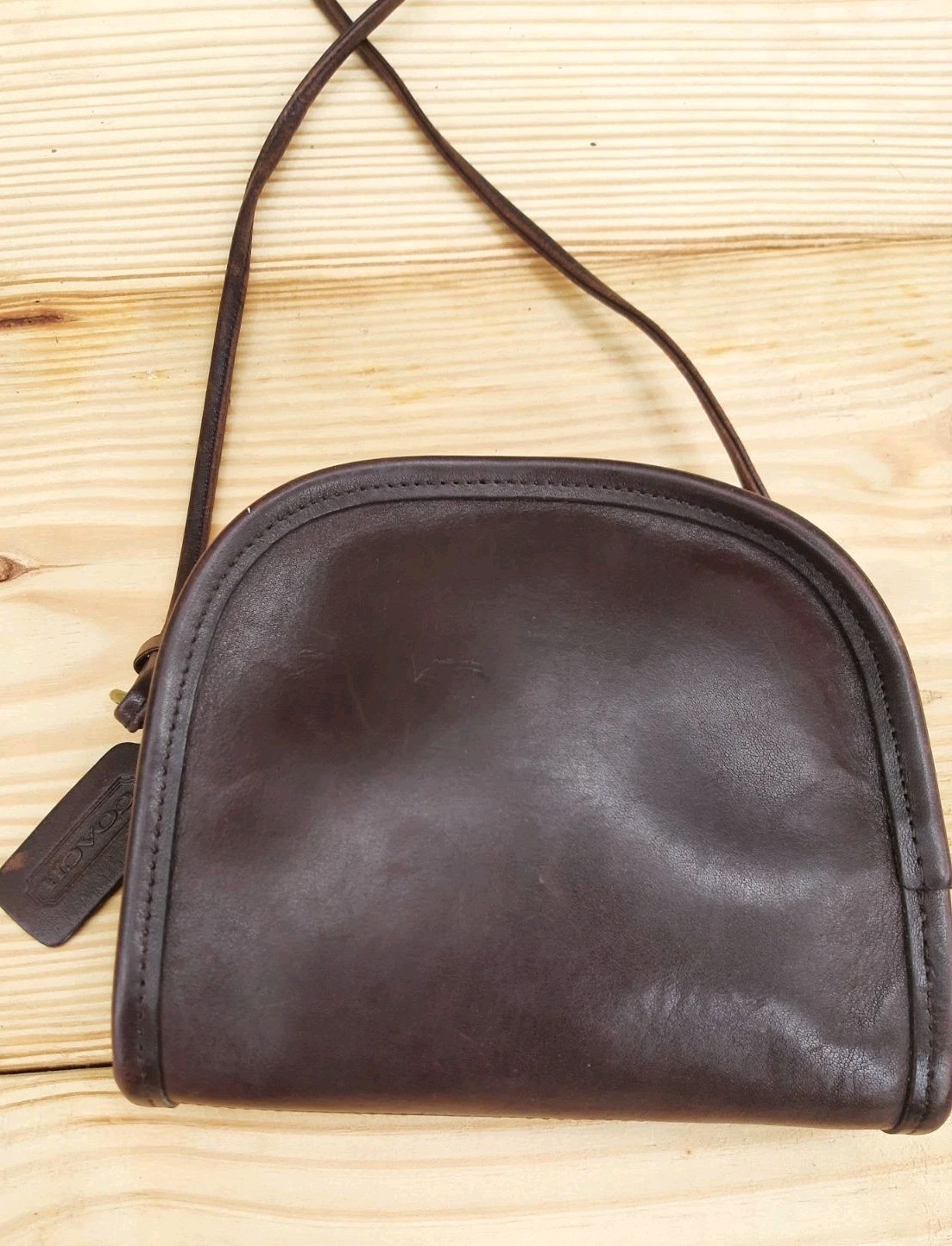 🔥Vintage Coach Abbie Zip #9017 Crossbody Bag Mahogany Leather Made in USA, EUC