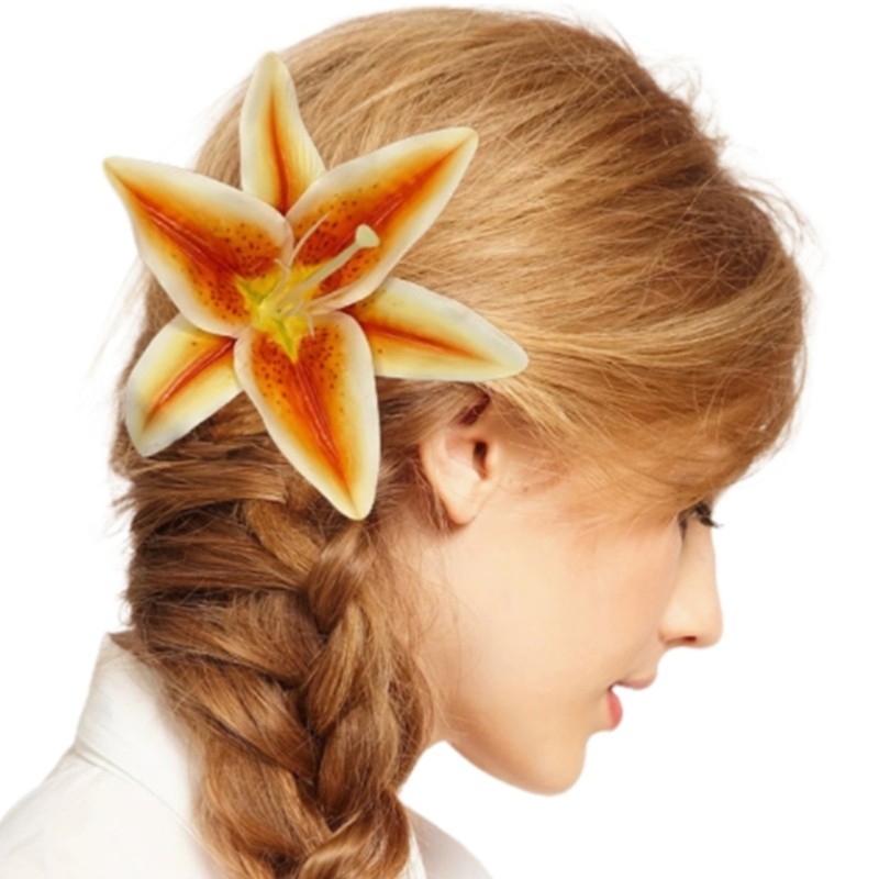 Artistic Hair Claw Accessory 3D Lilies Flower Hair Clamp For Office Lady Daily