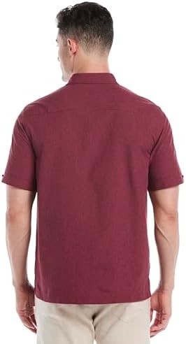 Cubavera Men’s Embroidered Chambray Short Mens Sleeve Casual Shirt Classic Fit