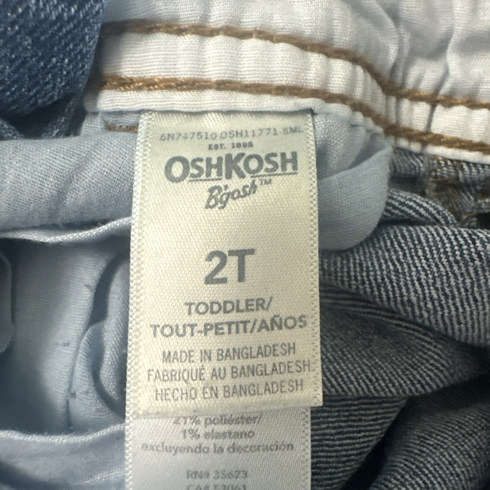 OshKosh B’gosh Toddler Denim Overalls 2T Blue Vestbak Adjustable Strap Jeans
