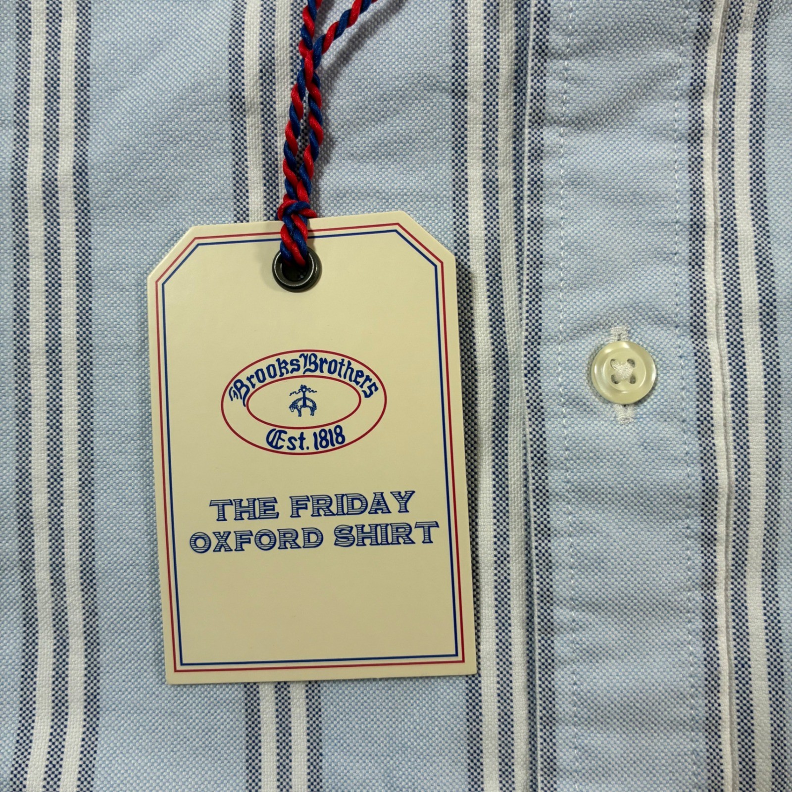 NEW Brooks Brothers Oxford Shirt 2XL Blue White Striped Friday Button Down New