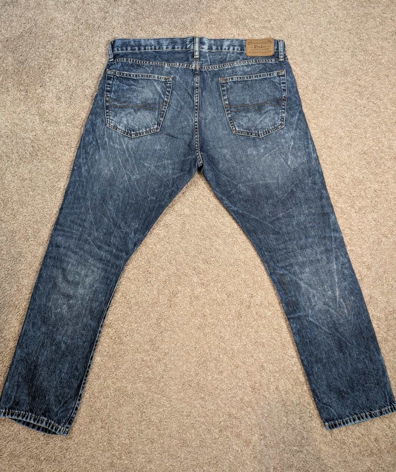 Polo Ralph Lauren Sullivan Medium Blue Acid Wash Men’s 36×30 Denim Jeans