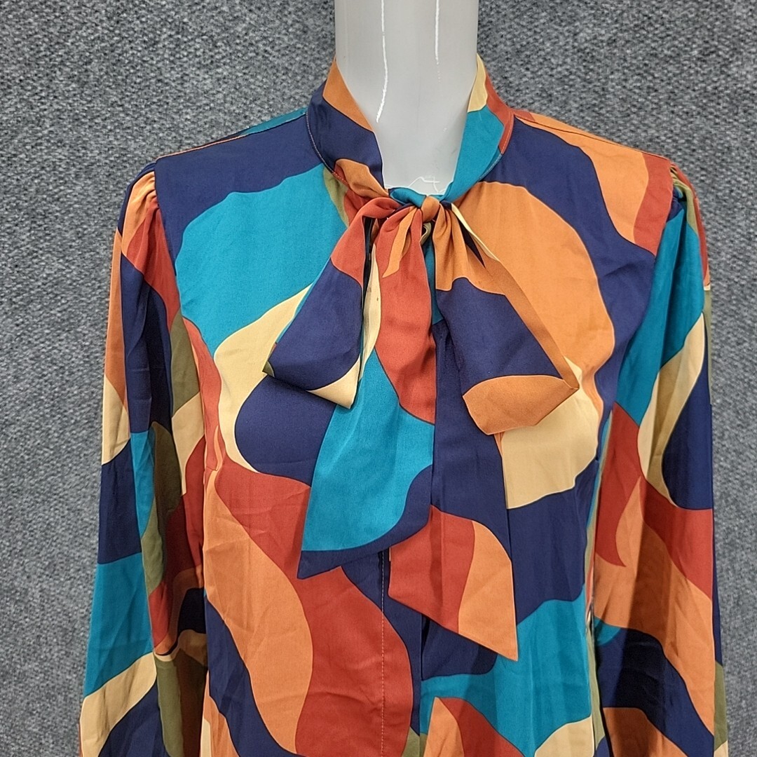 Studio Park x Leah Williams Tie Neck Printed Blouse Top Small Size Tee Shirt