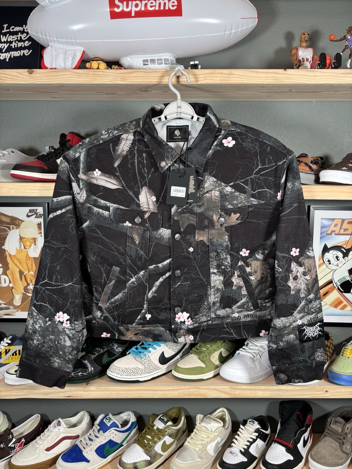 Sz L Darc Sport Forged From Iron Cropped Blossom Denim Jacket NWT *Sold Out*