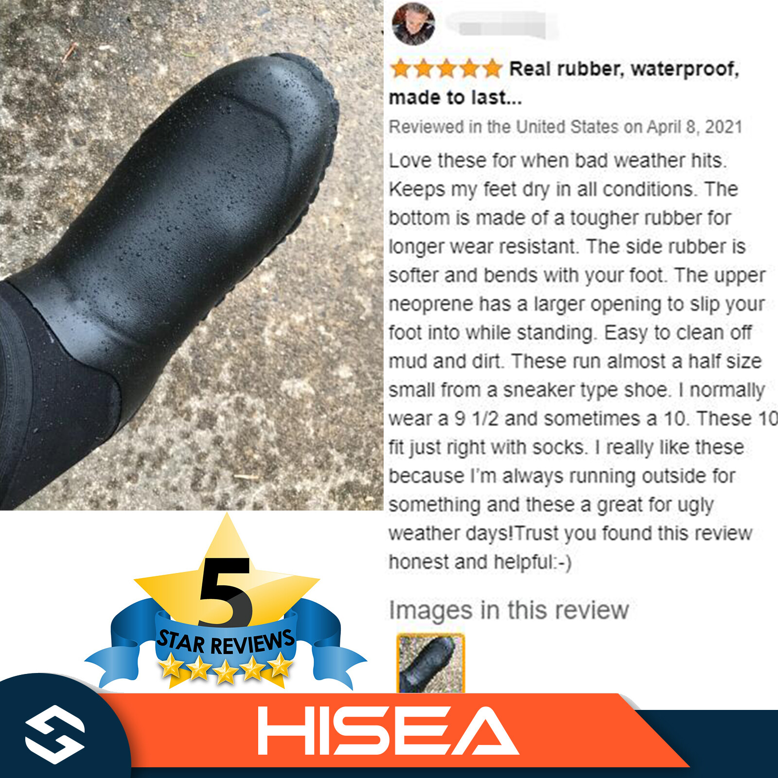 HISEA Men Ankle Rain Boot Neoprene Waterproof Non-Slip Yard Working Garden Shoes