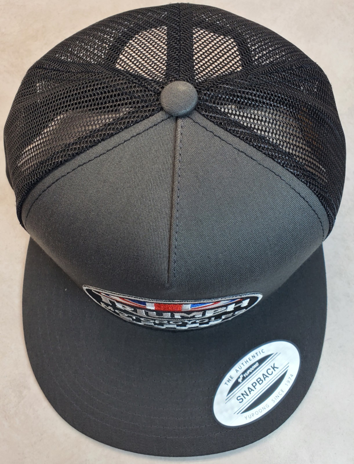 Triumph Motorcycles Embroidered Patch Trucker Hat/YP Classics 6006 Charc/Black