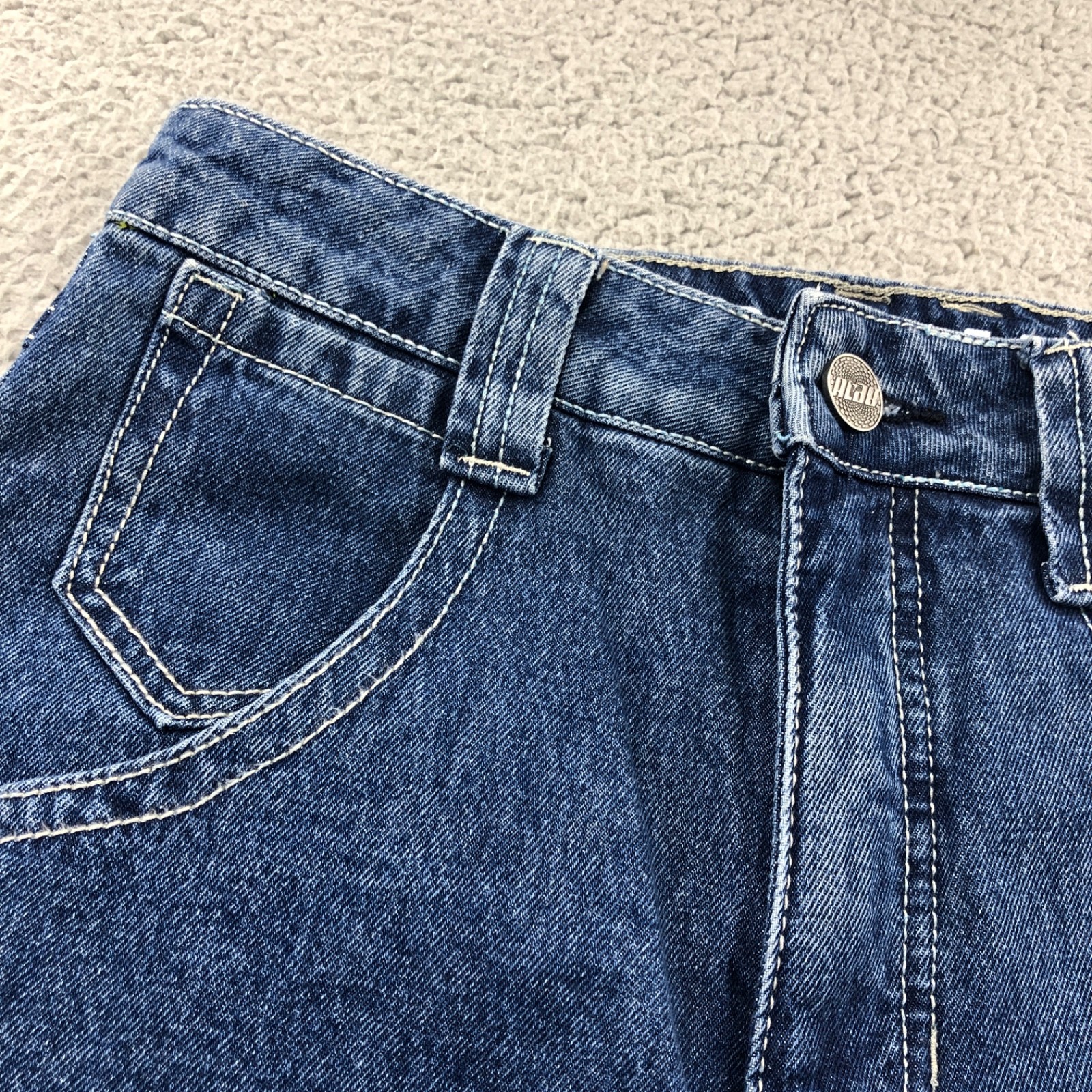 Alab Jeans Womens 4 28×32 Blue Baggy Wide Leg Embroidered Skater Y2K High Waist