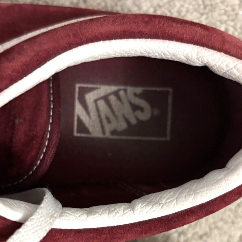 Vans Old Skool Shoes Men 10 Suede Burgundy Red Low Top Skate Stripe Eco Dry
