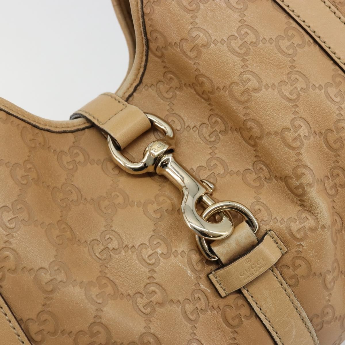 GUCCI GG Canvas Guccissima Jackie Bag Leather Gold Beige 203494 Auth ep14099