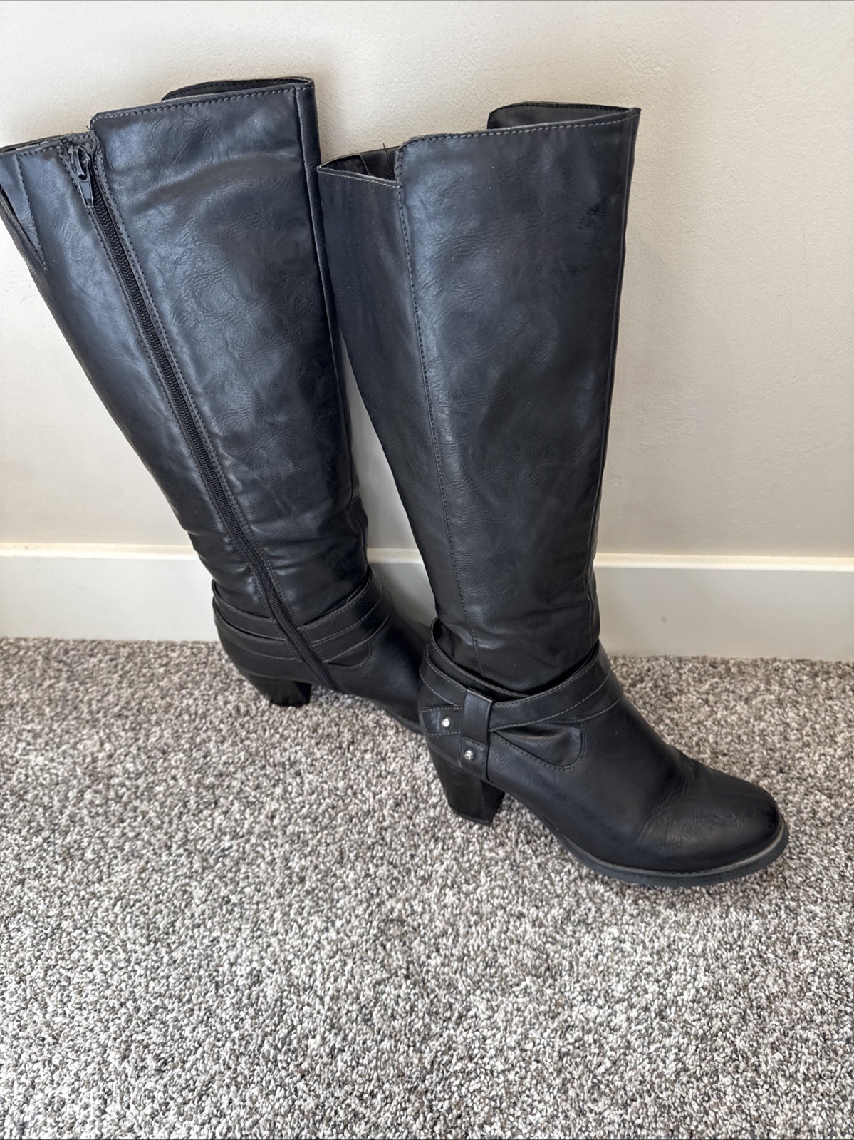 Natural Soul Womens Black Knee High Boots Size 9.5M All Man Made Material