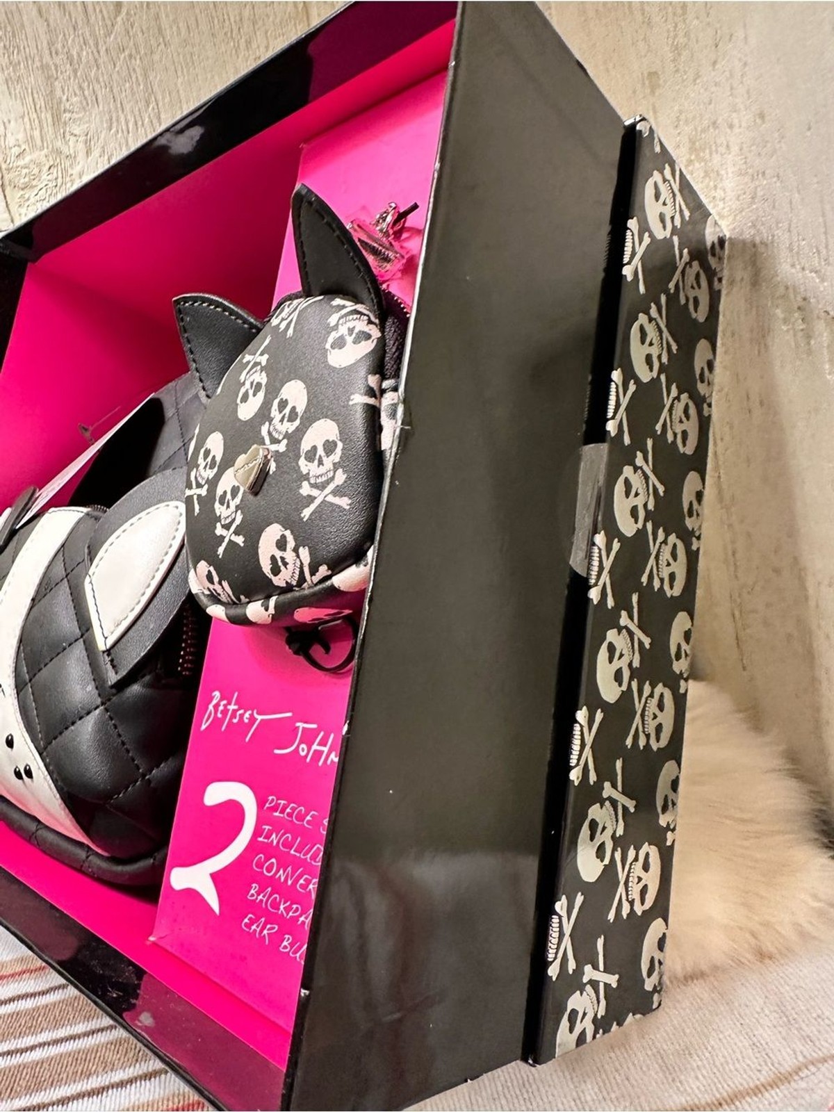 Betsey Johnson Boston Terrier 2pc Backpack Set