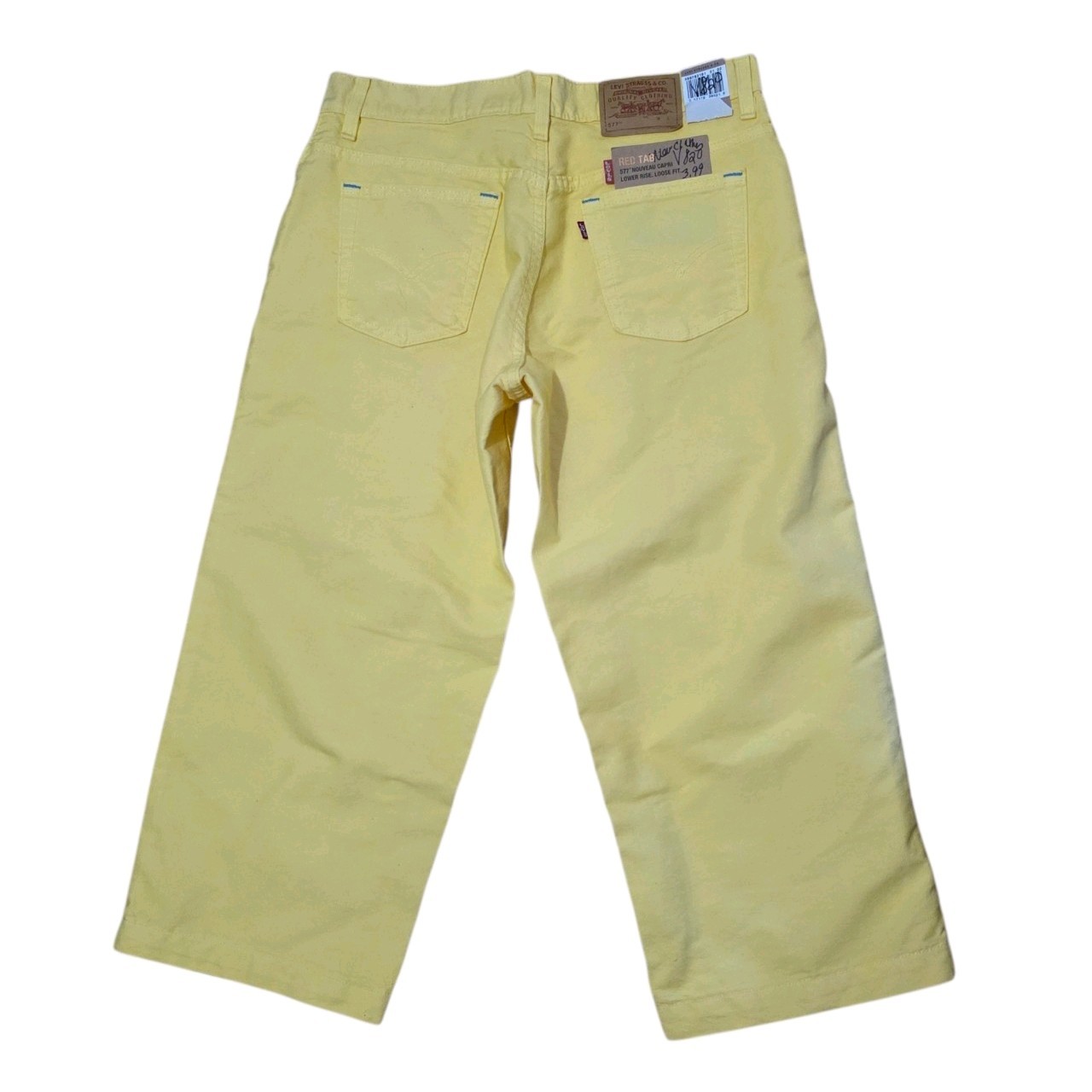 NWT VINTAGE -2002- Levis 577 Jeans USA Size 10 Yellow Wide Leg Cropped Baggy Y2K