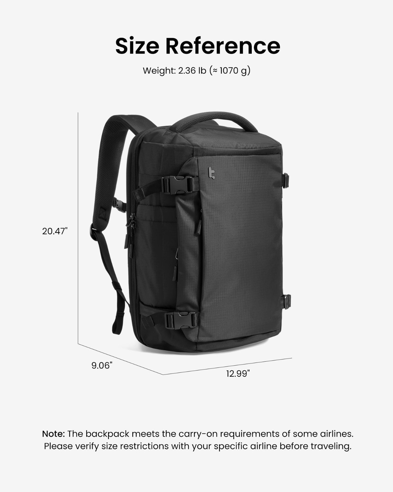40L Travel Backpack, TSA Approved Carry-On, Water-Resistant Lightweight Rucksack