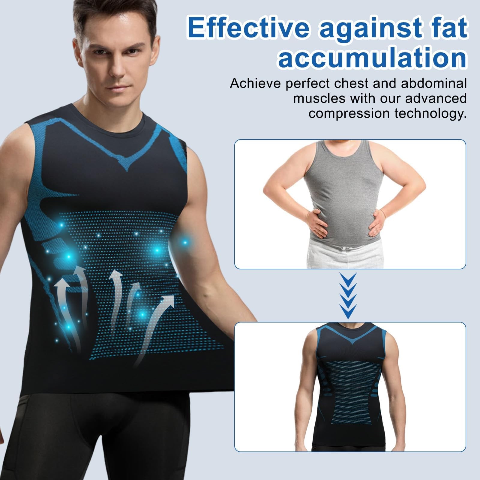 Mens Slimming Compression Shirt Undershirt Body Shaper Vest Tummy Control