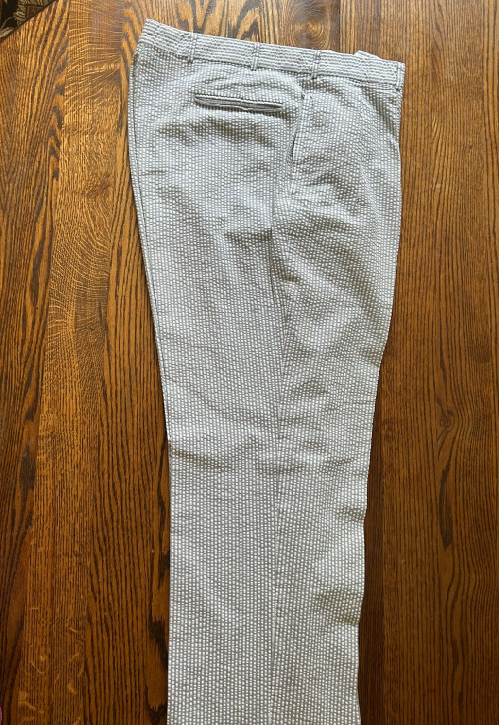 Brooks Brothers Seersucker Suit 42R 36×29 Gray White Stripe Cotton Pleated Cuff