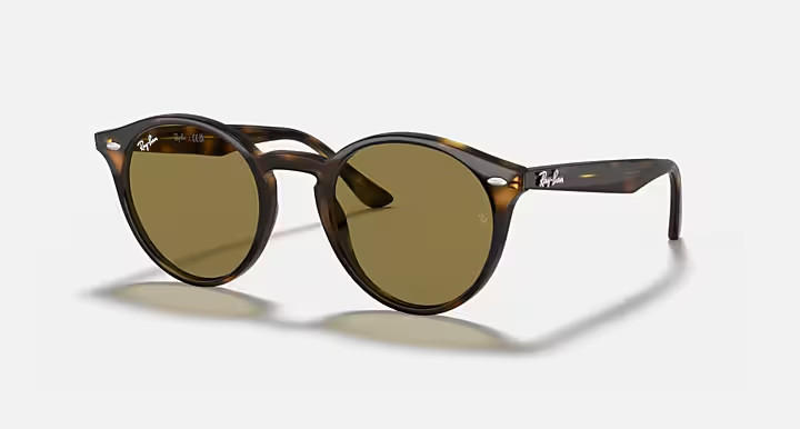 Ray-Ban Polished Light Havana Frame B-15 Brown Round Lenses Sunglasses RB2180