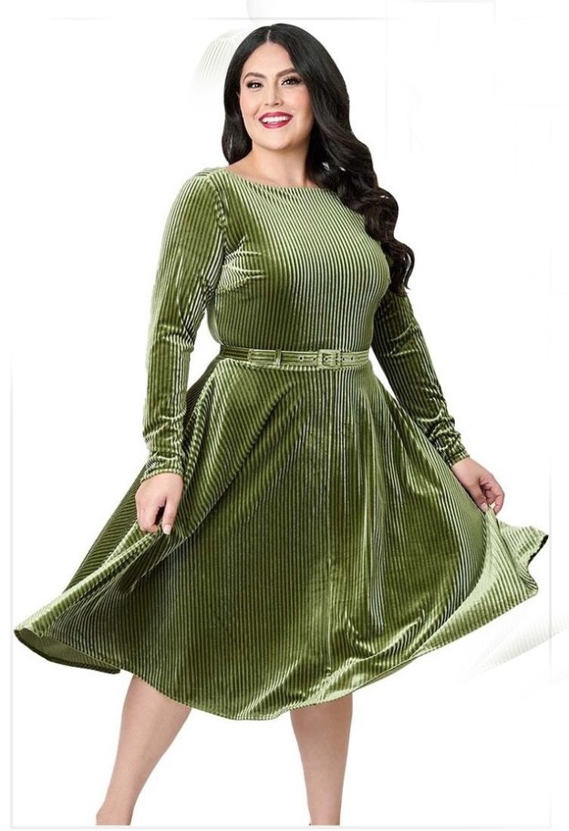 UNIQUE VINTAGE VELVET DEVON SWING DRESS – PLUS & REGULAR SIZES – NEW – PROM