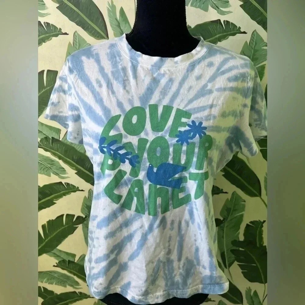 Rails Love Your Planet Graphic Short Sleeve T-Shirt Tie-Dye Blue XS