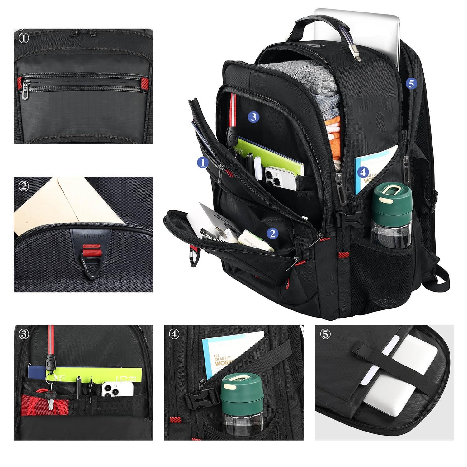 Z-MGKISS 52L Extra Large Travel Backpack for Men&Women, Fit 17.3″ Laptops