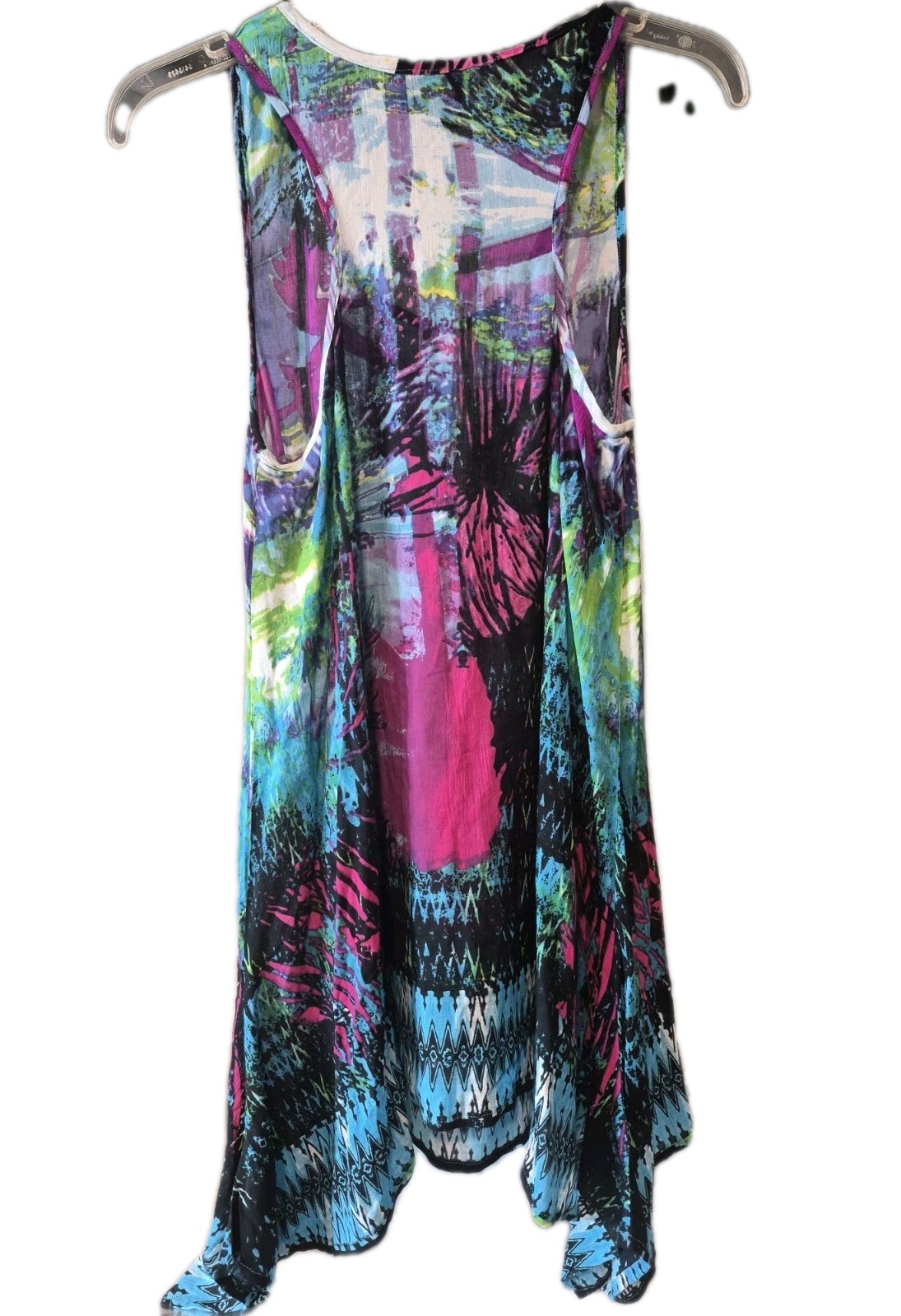 ​Shop Therapy Rayon Tank Dress One Size Boho Festival Psychedelic Handkerchief